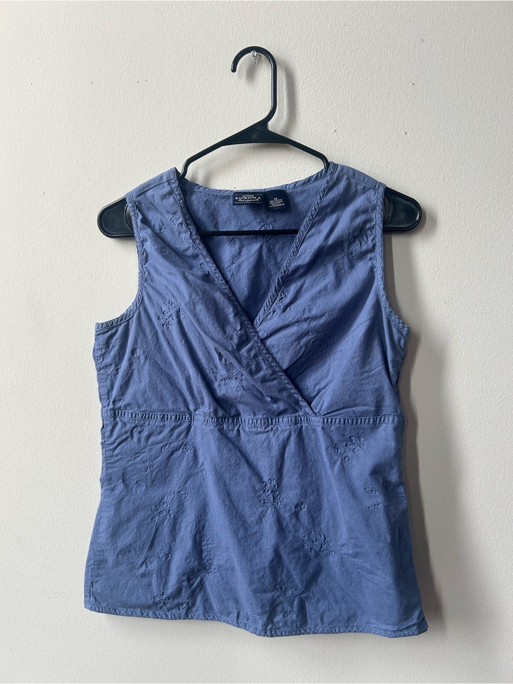 Sonoma Blue Embroidered Wrap-Style Top